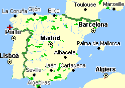 Map of Spain and Portugal