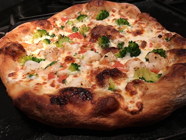 Shrimp and Broccoli Pizza