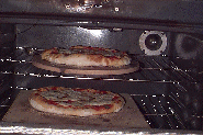 Finished pizza in oven